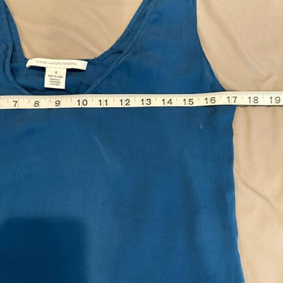 Diane Von Furstenberg Kipling Silk Chiffon Slip Dress Aqua Teal Blue Size 6 - Picture 7 of 9